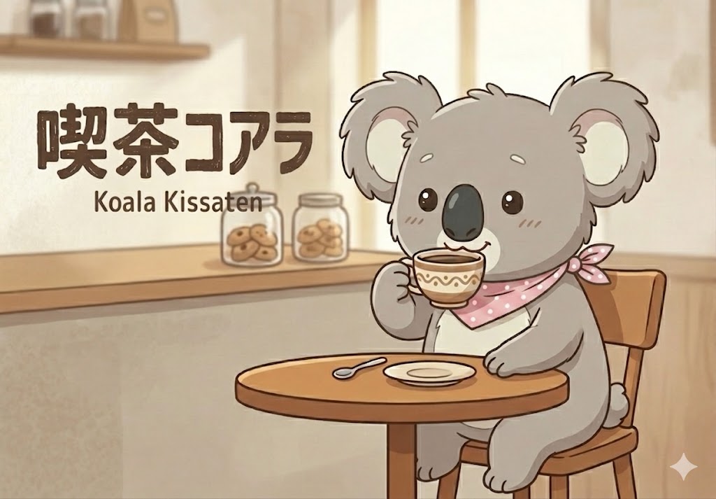 喫茶コアラ - コアラ先輩がカフェでコーヒーを淹れている